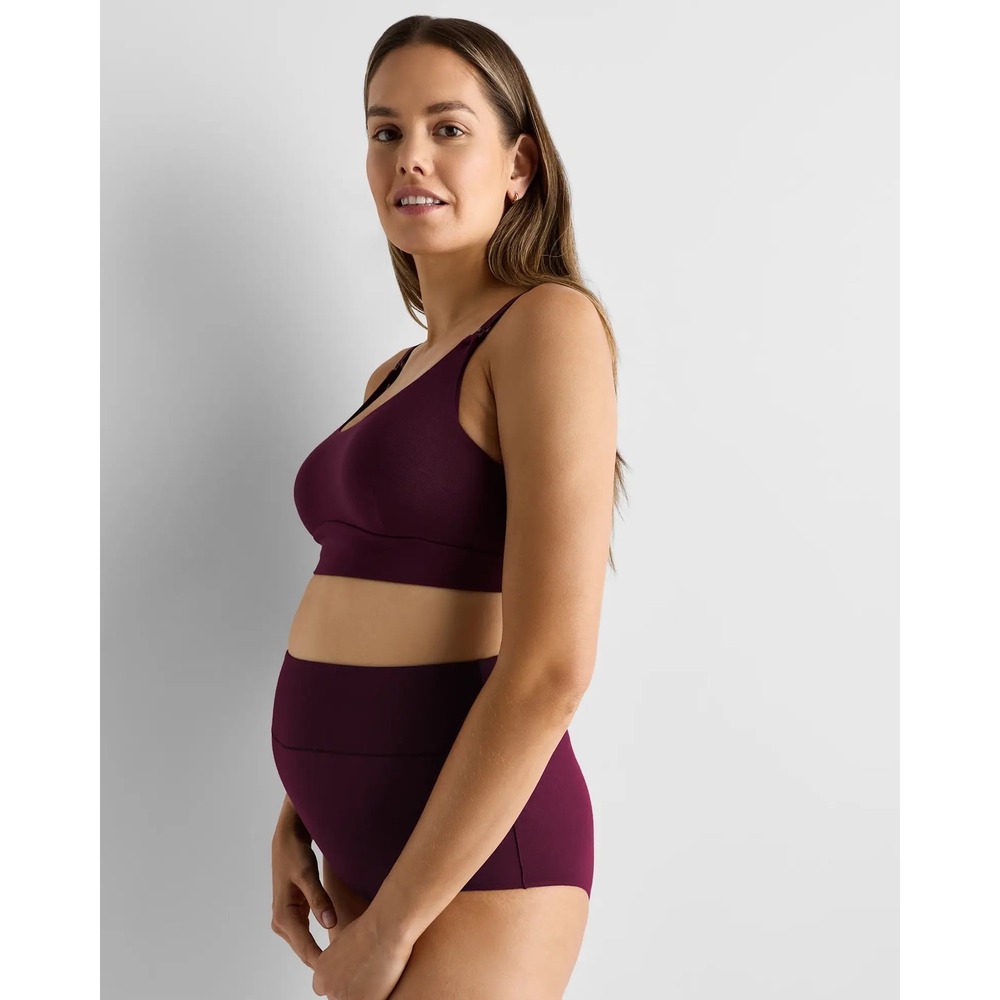 Quince Ultra Soft MicroModal Maternity Nursing Bra Plum Burgundy Size S